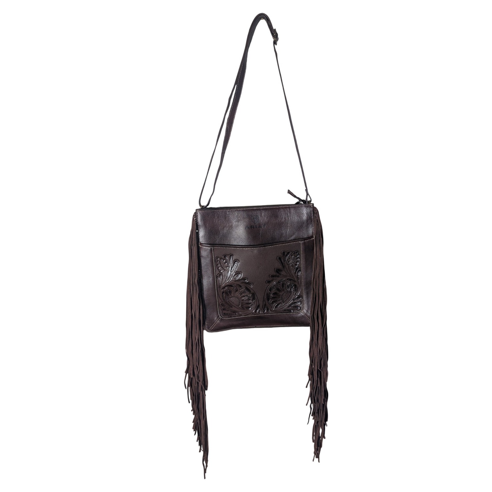 Ariat Victoria Fringe Leather Messenger Bag Conceal Carry Brown Leather Western